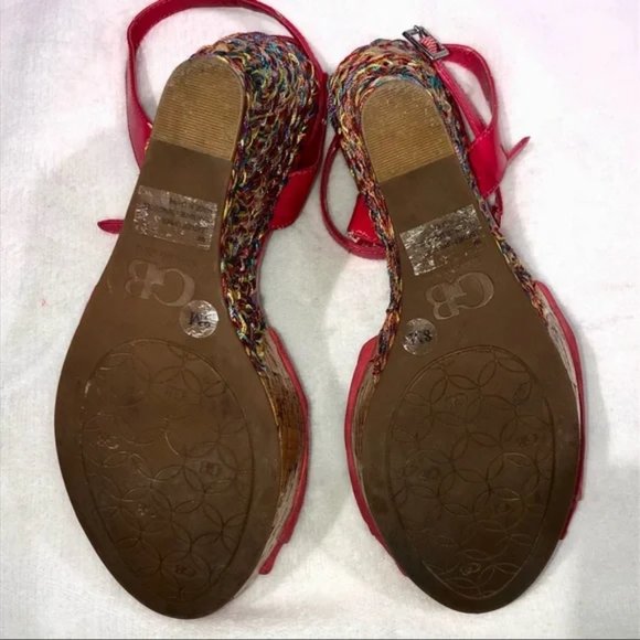 Gianni Bini Pink and Multicolor Braided Peep Toe Wedge - Picture 11 of 14